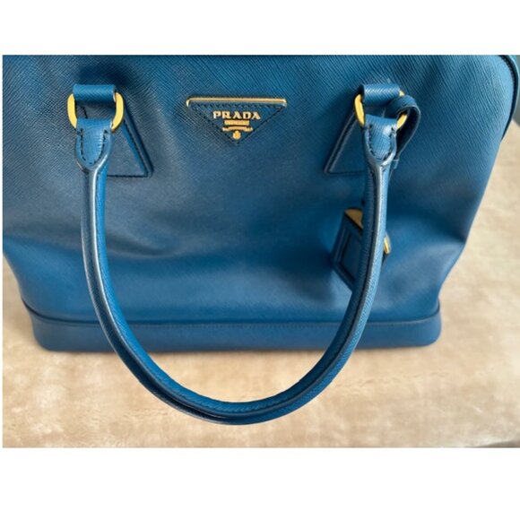 Authentic Prada Saffiano Leather Dome Tote in Beautiful Blue - Picture 16 of 16